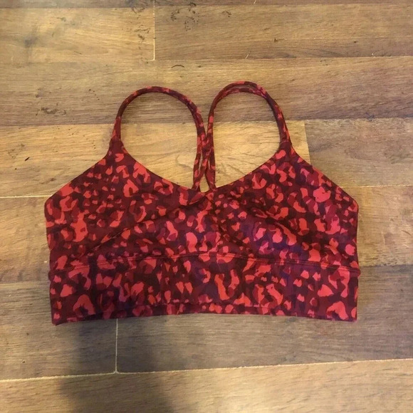 Joy Lab Women’s CrossBack Sports Bra Wireless Size Small Red Cheetah Leopard - Picture 1 of 3